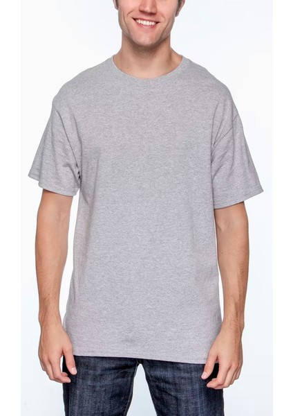 Elit Erkek Bisiklet Yaka Gri Tişört