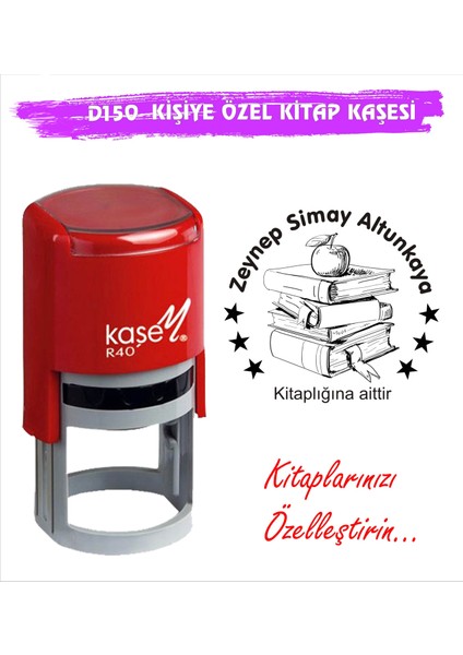 Kişiye Özel Yuvarlak Otomatik Kitap Kaşesi D150