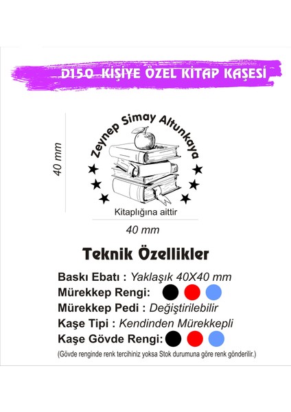 Kişiye Özel Yuvarlak Otomatik Kitap Kaşesi D150 fiyatları