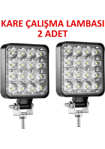 STS Oto Aksesuar 2 Adet 11X11 16 LED Kare Off Road Traktör Tir Kamyon Sis Fari Sis Lambasi Çalisma Lambasi Projektör