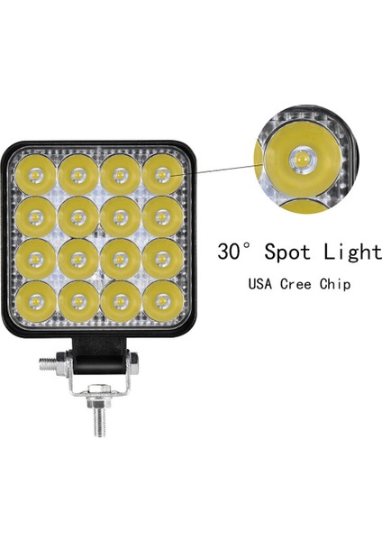 STS Oto Aksesuar 2 Adet 11X11 16 LED Kare Off Road Traktör Tir Kamyon Sis Fari Sis Lambasi Çalisma Lambasi Projektör