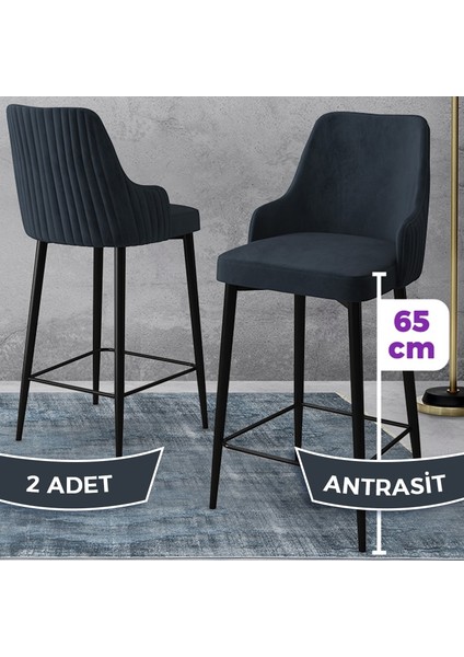 Concept Tera Serisi, Mutfak Bar Sandalyesi, Babyface Kumaş, Siyah Metal Ayak 2 Adet Sandalye