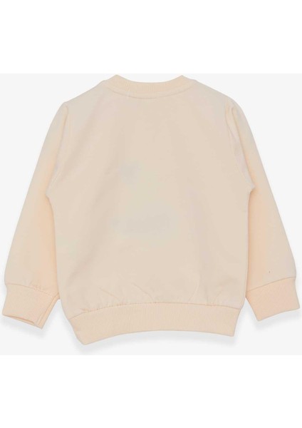 Kız Çocuk Sweatshirt Nakışlı Pullu 1-4 Yaş, Krem