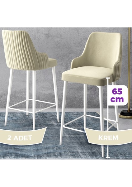 Concept Tera Serisi, Mutfak Bar Sandalyesi, Babyface Kumaş, Beyaz Metal Ayak, 2 Adet Sandalye