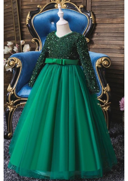 Tarlatanlı Sakallı Pul Payetli Kız Çocuk Elbisesi - Balo Elbisesi - Kız Çocuk Abiye Modeli fiyatları