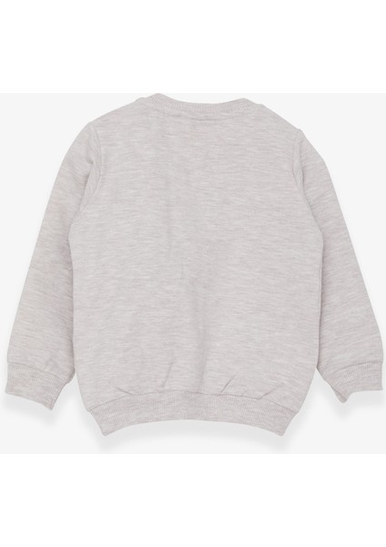 Kız Çocuk Sweatshirt Ayıcık Aksesuarlı 1.5-5 Yaş, Bej Melanj