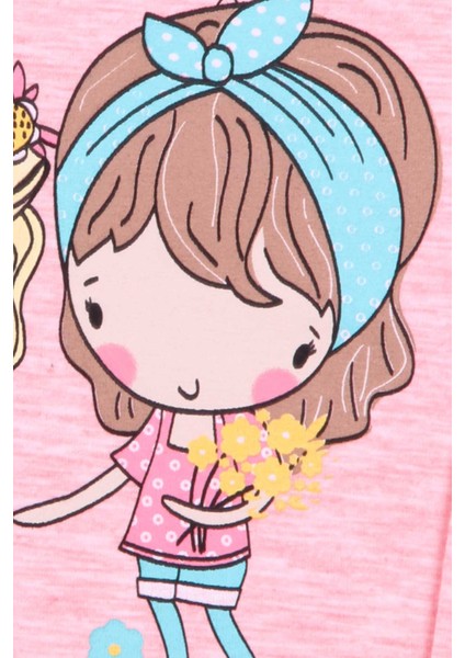 Kız Çocuk Uzun Kollu Tişört Kız Çocuk Baskılı 1-4 Yaş, Somon Melanj fırsatları