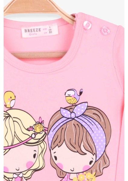 Kız Çocuk Uzun Kollu Tişört Kız Çocuk Baskılı 1-4 Yaş, Pudra modelleri