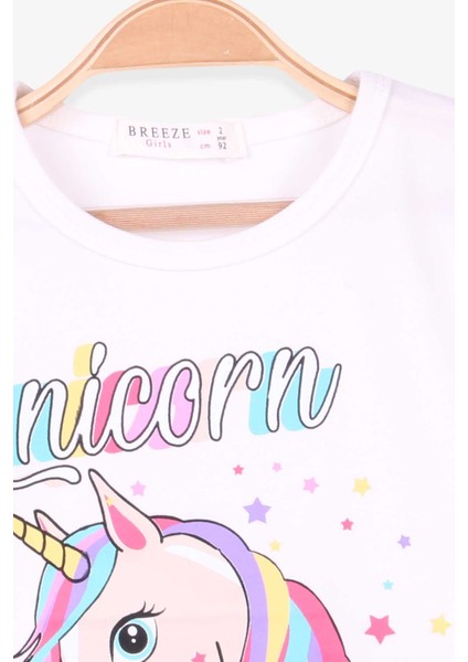 Kız Çocuk Uzun Kollu Tişört Unicorn 2-6 Yaş, Ekru