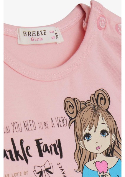 Kız Çocuk Uzun Kollu Tişört Baskılı 1-4 Yaş, Pudra modelleri