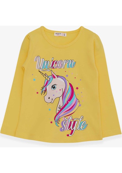 Kız Çocuk Uzun Kollu Tişört Unicorn 2-6 Yaş, Sarı