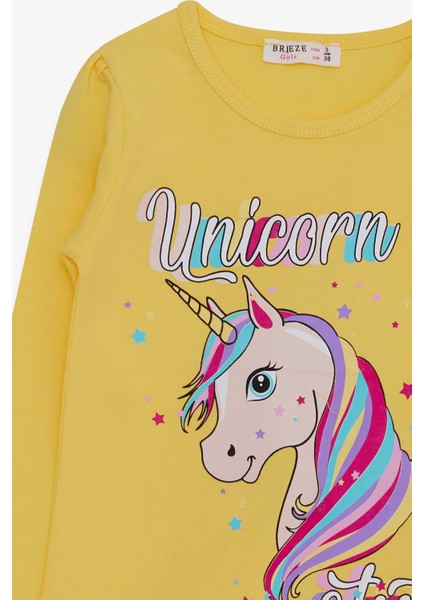 Kız Çocuk Uzun Kollu Tişört Unicorn 2-6 Yaş, Sarı