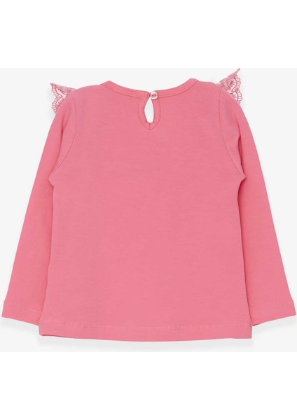Kız Çocuk Uzun Kollu Tişört Fiyonklu Güpürlü 1.5-5 Yaş, Mercan fiyatları