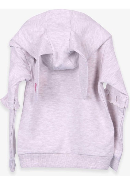 Kız Çocuk Sweatshirt Tavşan Baskılı 1.5-5 Yaş, Bej Melanj