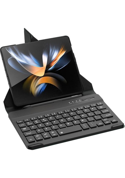 Samsung Galaxy Z Fold 3 Uyumlu Klavyeli Kılıf Bluetooth Keyboard Set Standlı Kalem Bölmeli