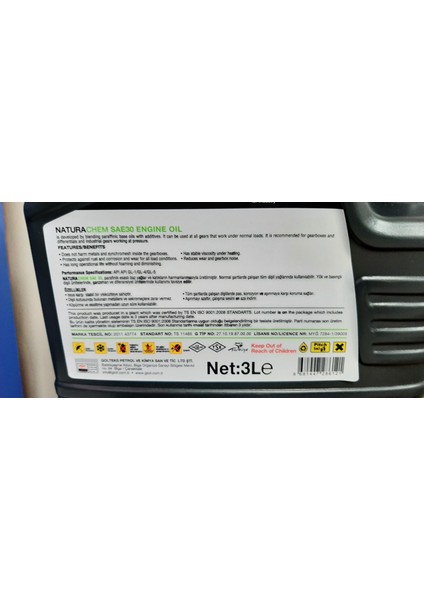 Chem 30 Numara Yağ 3 lt