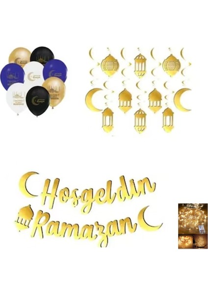 Ramazan Süsleri LED Işılı Perdeli Set 10 Lu 3D Sarkıtlı Ekonomik Set