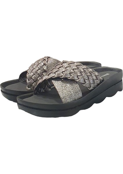 Üstü Çapraz Örgülü Dolgu Topuk Bayan Terlik fiyatları