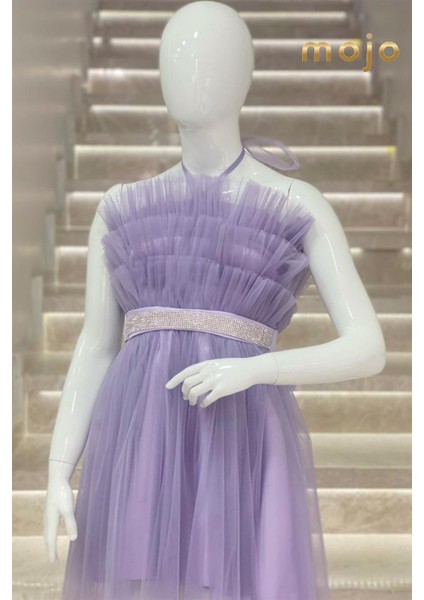 Kanila Kız Çocuk Kat Kat Tüllü Uzun Abiye Elbise 5339 Lavanta fiyatları