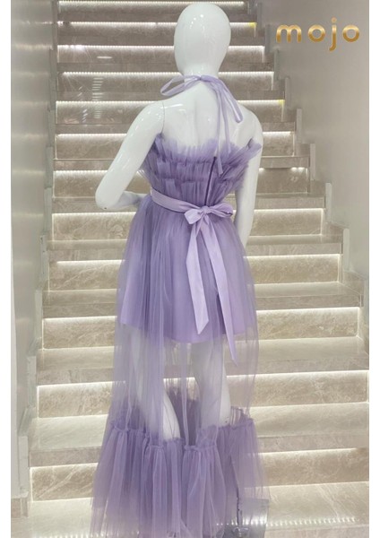 Kanila Kız Çocuk Kat Kat Tüllü Uzun Abiye Elbise 5339 Lavanta modelleri