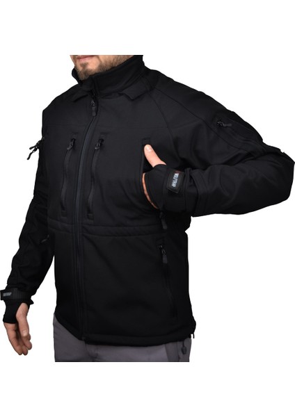 Astüm Askeri Malzeme 11 Cepli Softshell Mont Siyah