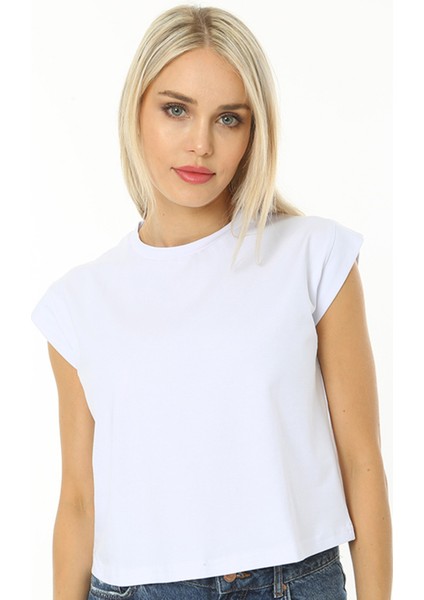 Kadın Kolsuz T Kol Detaylı T-Shirt Bluz Beyaz fırsatları