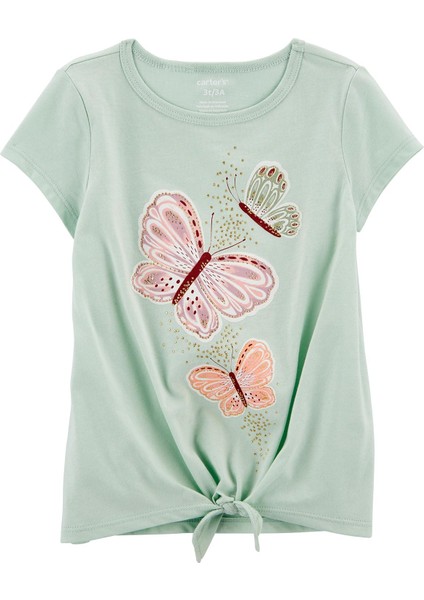 Küçük Kız Çocuk Kısa Kollu Tshirt Yeşil