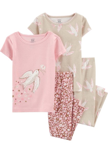 Küçük Kız Çocuk Pijama Set 4'lü Paket