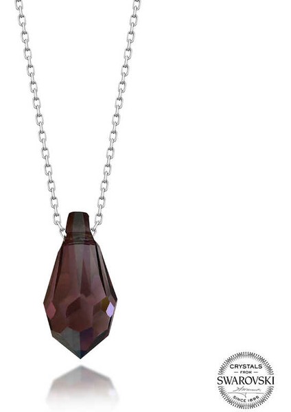Swarovski Crystal Taşlı Ametist Gümüş Kadın Kolye