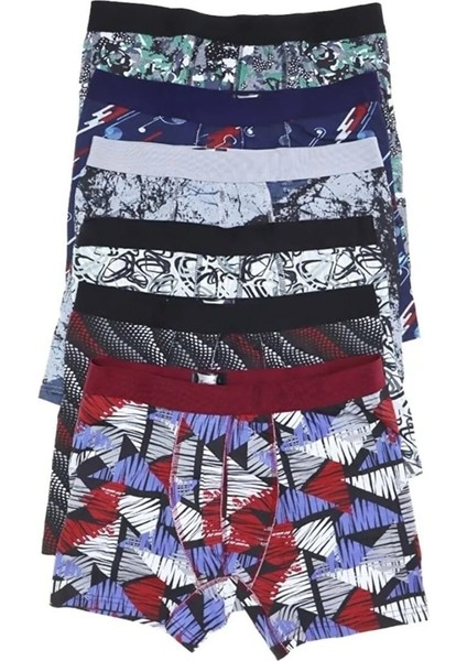 Erkek Desenli Boxer 12'lı Adet Karışık Renk Desenli