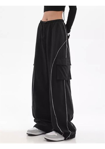 Cargo Pocket Lines Detail Wide Leg Tracksuit
