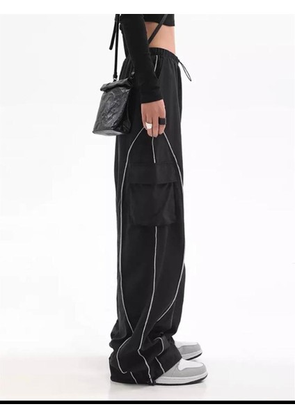 Cargo Pocket Lines Detail Wide Leg Tracksuit