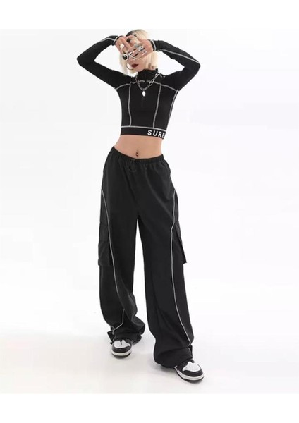 Cargo Pocket Lines Detail Wide Leg Tracksuit fırsatları