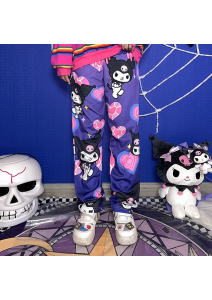 Kuromi & Heart Collage Purple Wide Leg Tracksuit