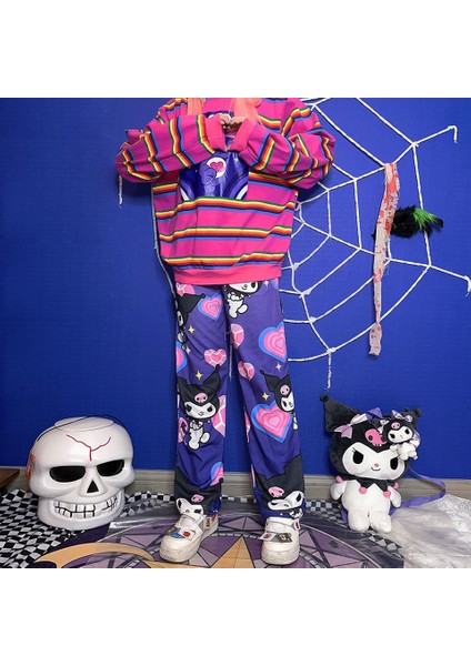 Kuromi & Heart Collage Purple Wide Leg Tracksuit fırsatları