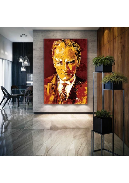 SML Tablo Mustafa Kemal Atatürk Sarı Kırmızı Galatasaray Kanvas Tablo