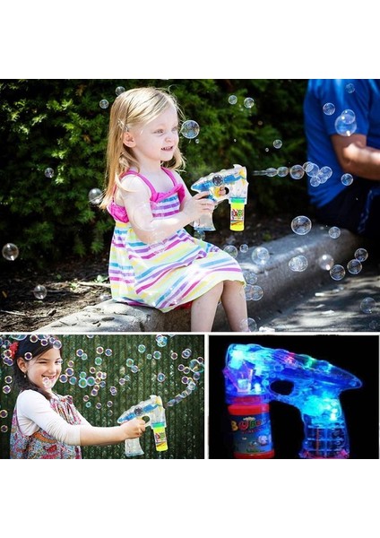 Vıp Kalite Renkli LED Işıklı Köpük Tabancası Bubbles Gun Baloncuk Tabancası + 2 Özel Yedek Köpük