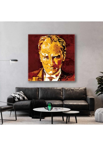 Mustafa Kemal Atatürk Sarı Kırmızı Galatasaray Kanvas Tablo