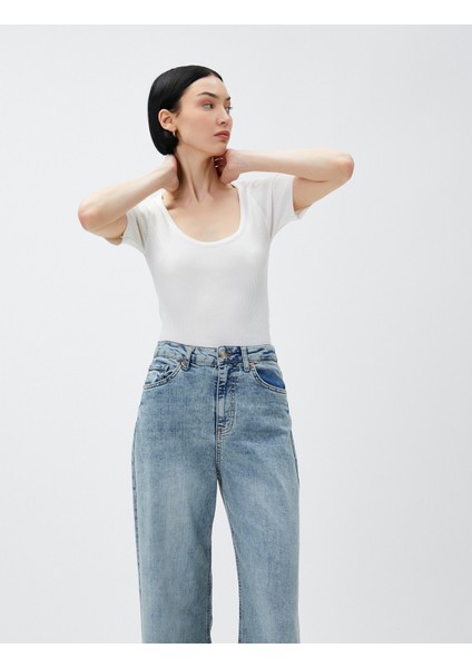 Kısa Kollu Triko Kazak U Yaka