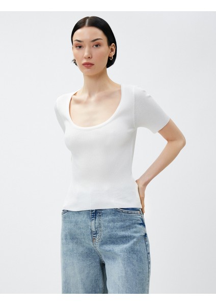 Kısa Kollu Triko Kazak U Yaka modelleri