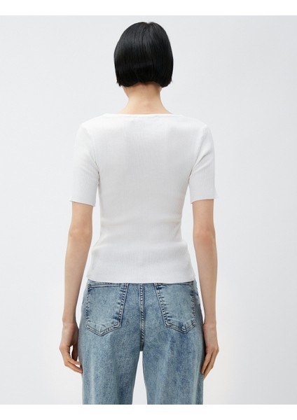 Kısa Kollu Triko Kazak U Yaka fırsatları