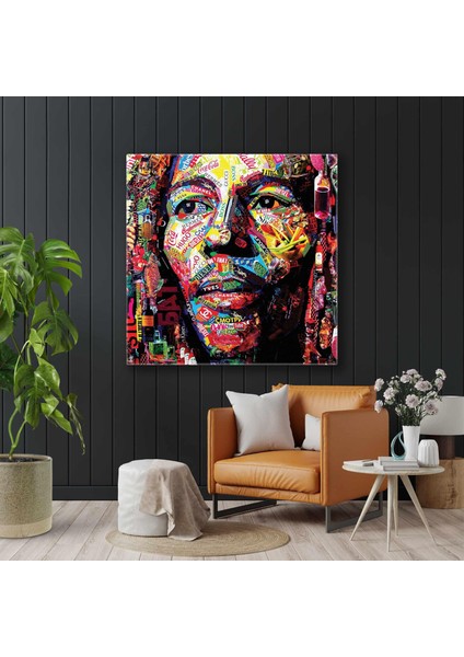 Bob Marley Kolaj Sanatı Tipografi Kanvas Tablo