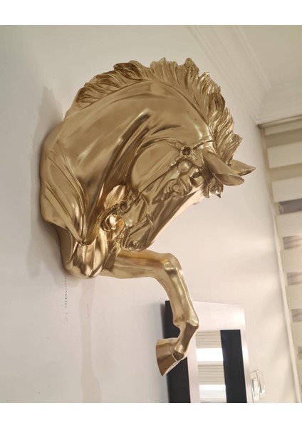 Veranin Firçasi Gold Büyük Duvar At Başı Heykel modelleri
