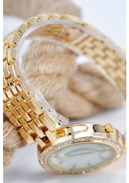 Gold Renk Kordon Beyaz Kadran Kadın Kol Saati modelleri