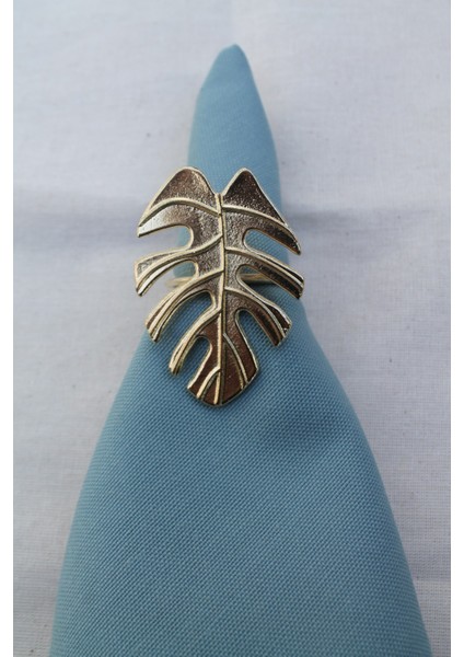 6 Adet Gold Tropical Leaf Metal Peçete Halkası - Napkin Ring