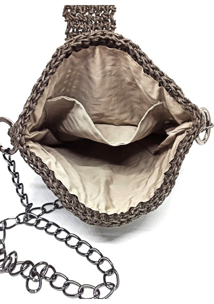 Handmade El Örgüsü Zincir Askılı Antrasit Astarlı Kadın Askılı Omuz Çanta fiyatları