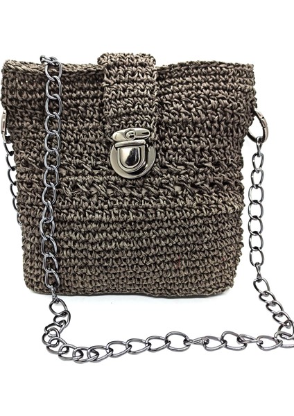 Handmade El Örgüsü Zincir Askılı Antrasit Astarlı Kadın Askılı Omuz Çanta modelleri