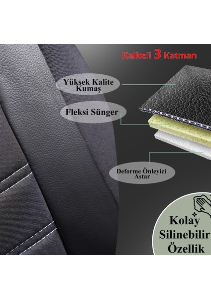 Fiat Doblo 2 2+1 Ticari Özel Tasarım Oto Koltuk Kılıfı Seti Maxy Sb-T