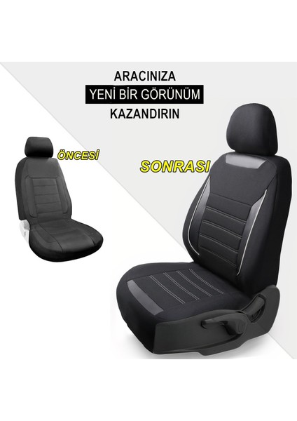 Dacia Logan 2+1 Deri Detaylı Ticari Oto Koltuk Kılıfı Seti Smart Sb-T