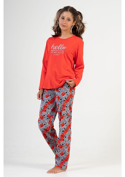Pamuklu Kız Çocuk Uzun Kol Pijama Takım